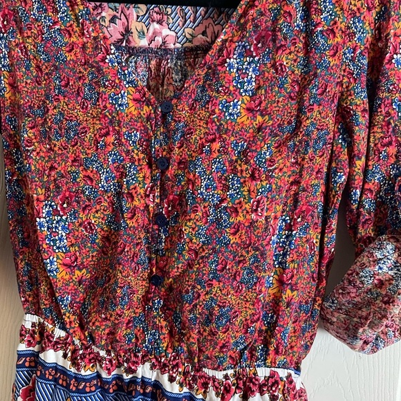 Forever 21 V-neck, long-sleeved romper a multicolor floral print size medium - Picture 4 of 11